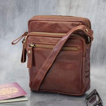 Personalised Small Leather Flight Crossbody Bag, 2 of 12