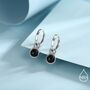 Sterling Silver Dangling Black Onyx Hoop Earrings, thumbnail 2 of 11