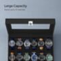 12 Slots Black Lining Watch Box Display Holder Case, thumbnail 3 of 6