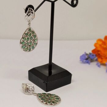 Green Emerald Sterling Silver Earrings, 4 of 7
