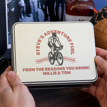 Personalised Bike Whiskey And Hip Flask Gift For Dad, 2 of 4