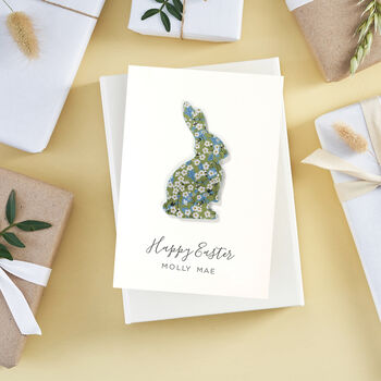 Personalised Liberty Print Easter Bunny Rabbit Card, 3 of 4