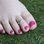 Pure Silver Blue Bohemian Indian Bichiya Slim Toe Ring, thumbnail 2 of 7
