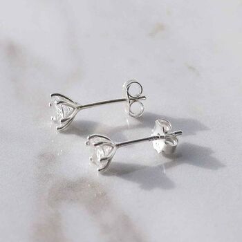 Sterling Silver Cubic Zirconia Stud Earrings, 5 of 5