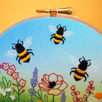 Bees And Wildflower Meadow Embroidery Kit, 4 of 9