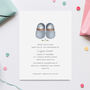 Christening Invitations Little Baby Blue Shoes Set Of 10, thumbnail 1 of 2