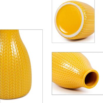Set Of Three Yellow Ceramic Mini Vases, 4 of 4