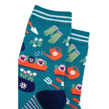 Women's Gardening Bamboo Socks Teal, 2 of 4
