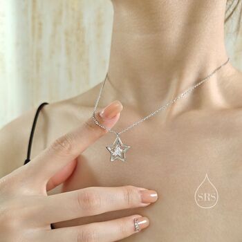 Cz Star Pendant Necklace In Sterling Silver, 3 of 11