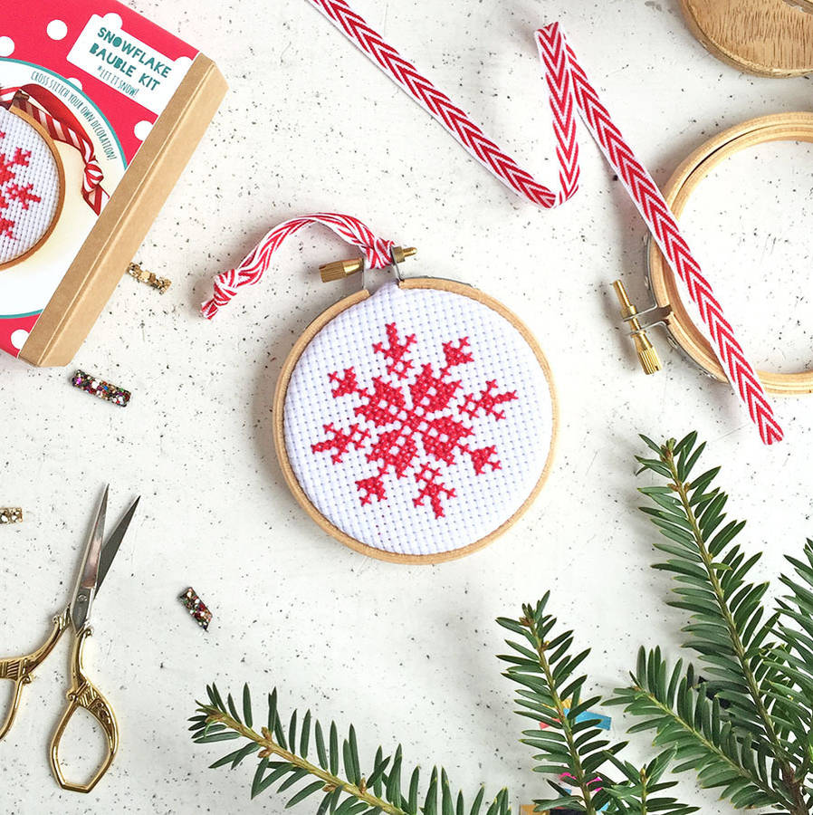 snowflake cross stitch bauble kit by the make arcade ...