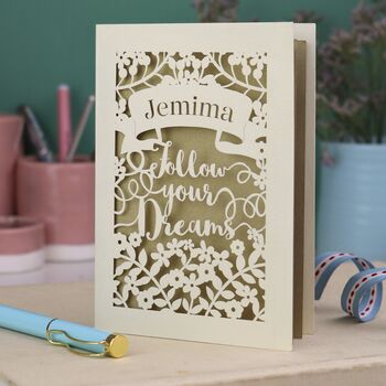 Personalised Papercut Follow Your Dreams Card, 4 of 7