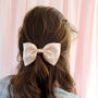 Navy Star Print Silk Lily Hair Bow, thumbnail 3 of 3