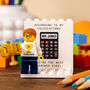 Custom Lego® Brick Minifig Maths Teacher Gift Personalised With Name, Fun Math Joke Gift For Teacher, thumbnail 1 of 12