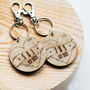 Personalised Love Heart Wooden Oak Token Keyring Set, thumbnail 3 of 5
