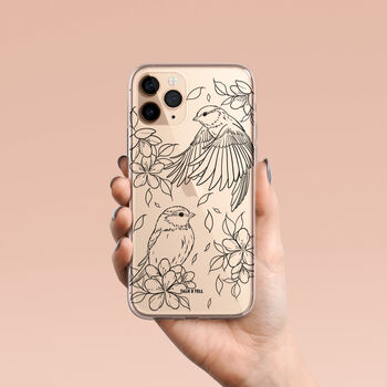 Birds Floral Black Phone Case For iPhone, 5 of 9