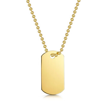 Army Dog Tag With Bead Chain 18 K Gold Plated Silver, 4 of 5