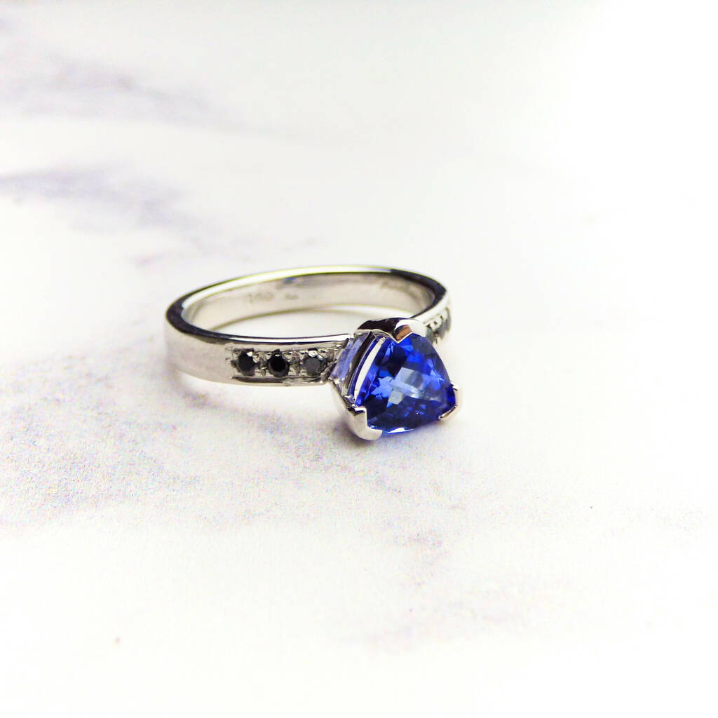 Tanzanite And Black Diamond White Gold Ring By Kirsty Taylor Goldsmiths ...