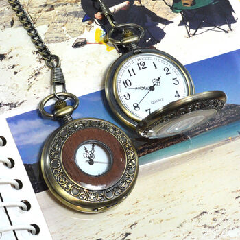 Bronze Pocket Watch With A Wooden Inlay, 2 of 6