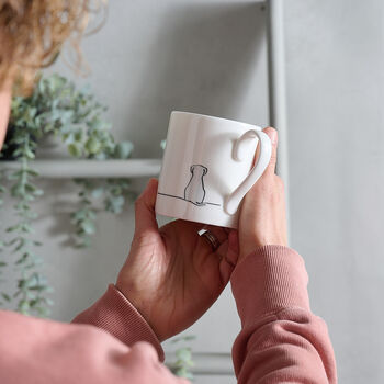 Sitting Dog Mug, Light Grey, Fine Bone China, 2 of 7