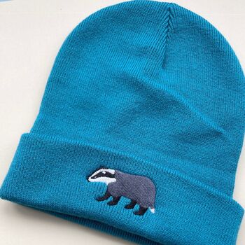 Badger Embroidered Beanie Hat, 3 of 4