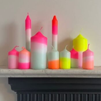 Dip Dye Neon Pillar Candle, 2 of 5