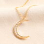 Crystal Moon Pendant Necklace In Gold Plating, thumbnail 1 of 3