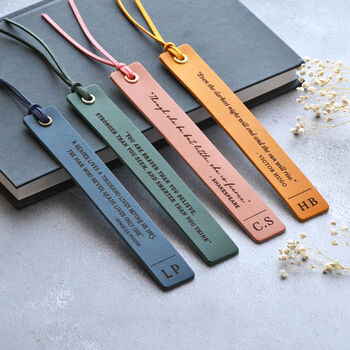 Personalised Leather Quote Bookmark For Book Lovers, 4 of 8