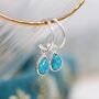 Sterling Silver Teardrop Blue Opal Hoop Earrings, thumbnail 2 of 9