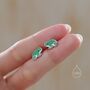 Sterling Silver Tiny Enamel Frog Stud Earrings, thumbnail 5 of 11