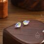 Enamel Cute Puffer Fish Stud Earrings Sterling Silver, thumbnail 4 of 10