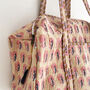 Block Print Flower Cotton Weekend Duffle Bag, thumbnail 5 of 8
