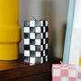 Chunky Pillar Candle In Black Check, thumbnail 1 of 2
