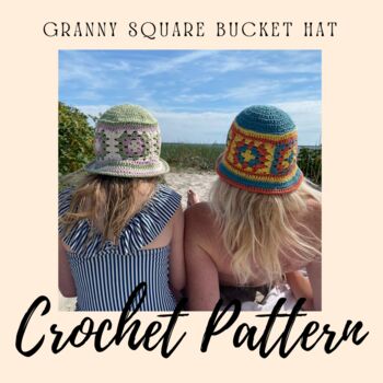 Granny Square Bucket Hat Printable Crochet Guide, 2 of 9