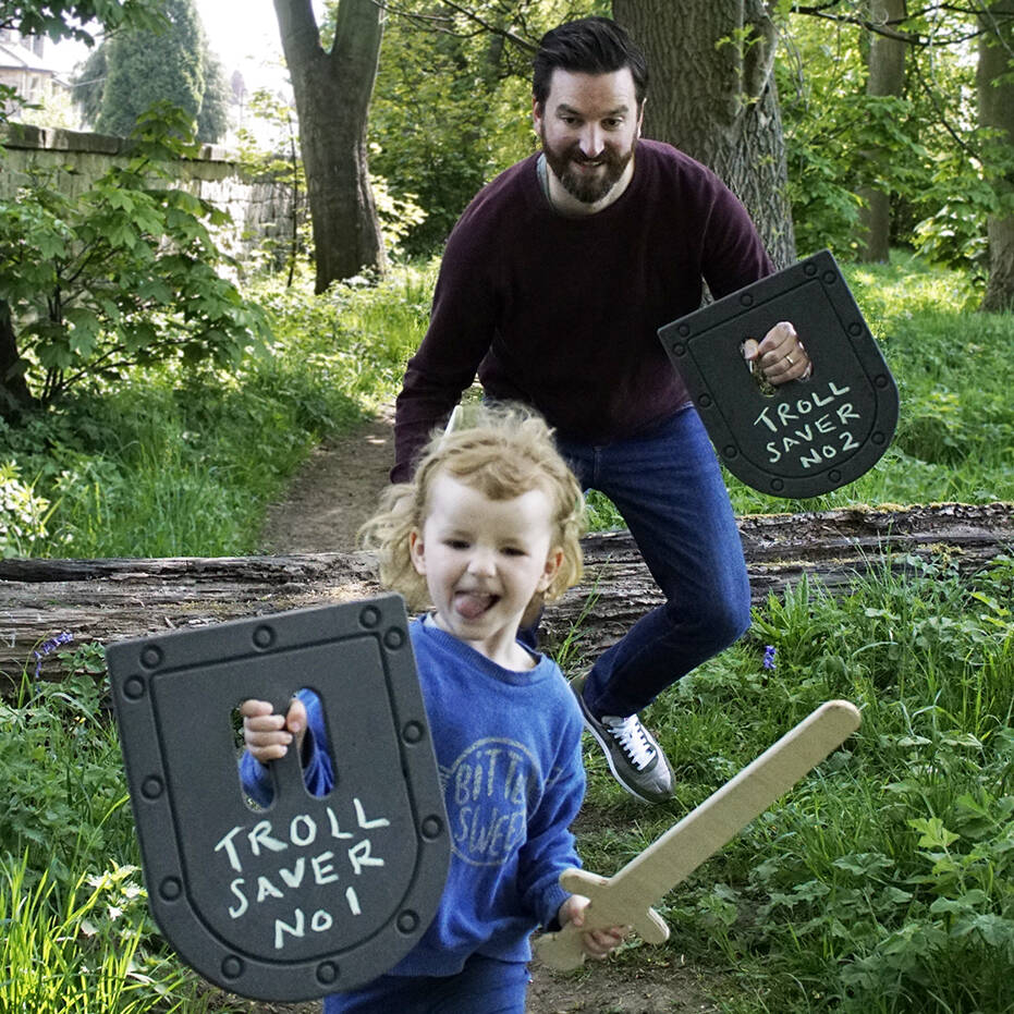 Personalised Daddy And Me Shield And Sword Play Set, 1 of 2
