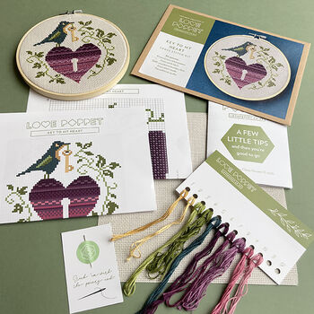 Key To My Heart Cross Stitch Embroidery Kit, 4 of 4