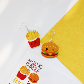 You Are The Burger To My Fries Valentine's Earrings, 2 of 12
