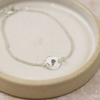 Sterling Silver Double Chain Boho Birthstone Bracelet, 3 of 6