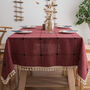 Cotton Linen Rectangular Tablecloth Grid Red, thumbnail 1 of 4