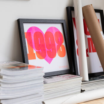 Personalised Year Riso Heart Print, 5 of 6