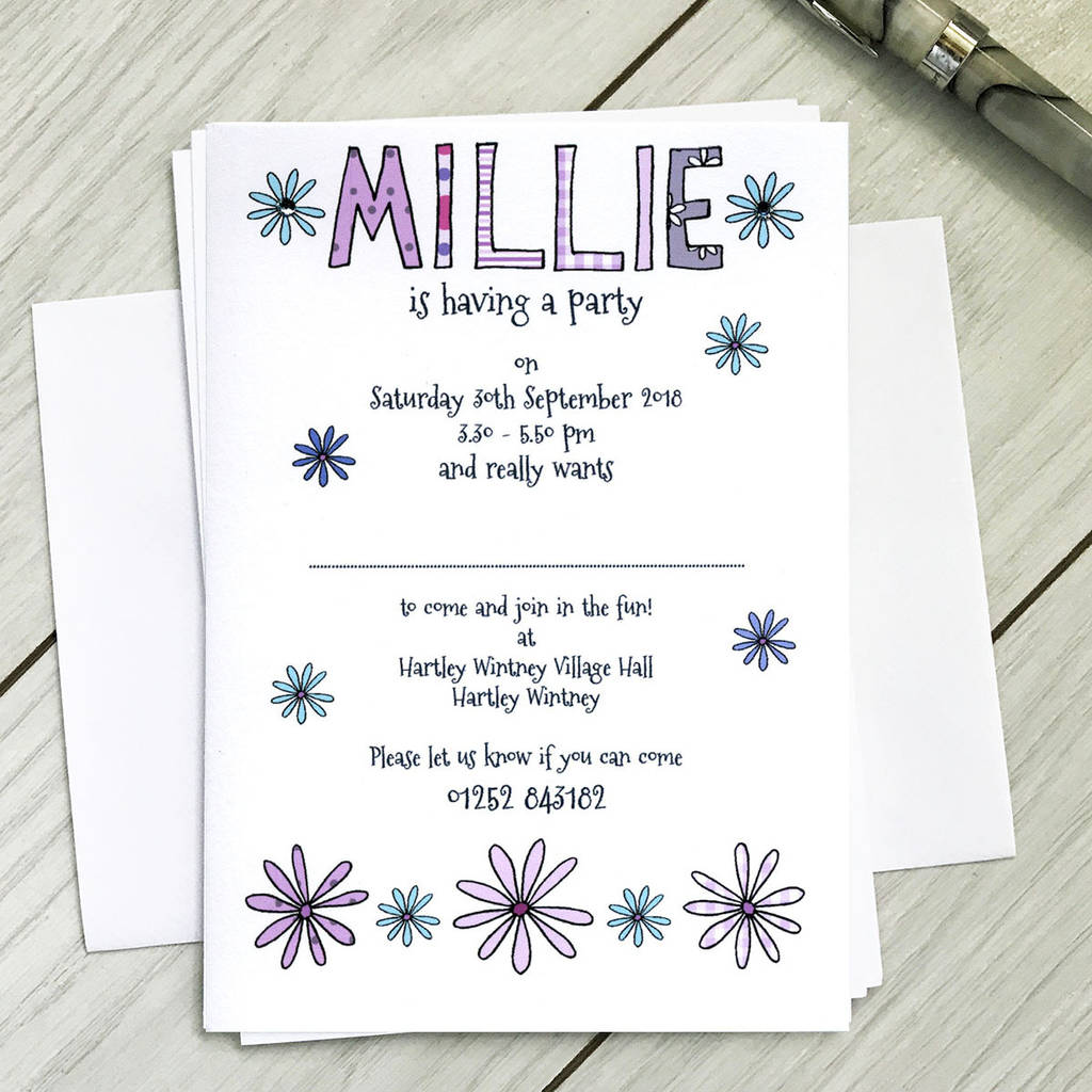 Personalised Childrens Flower Party Invitations, 1 of 5
