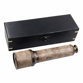 Personalised 16 Inch Gunmetal And Leather Telescope, 3 of 11