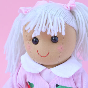 Personalised Pink Bird Jacket And Dress Rag Doll, 2 of 3