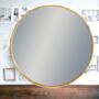 Antique Gold Round Metal Bamboo Wall Mirror, thumbnail 1 of 5