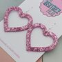 Large Sparkly Heart Earrings, thumbnail 3 of 12