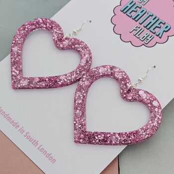 Large Sparkly Heart Earrings, 3 of 12