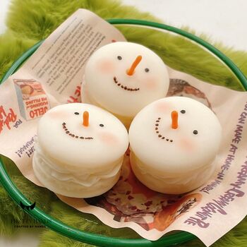 Personalised Gift Box Of Christmas Macaron Candles With Greeting Card, 3 of 5