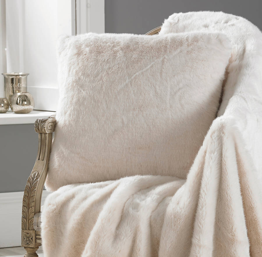 white polar bear faux fur cushion by ella james