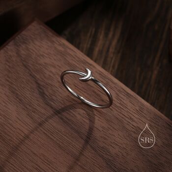 Extra Tiny Little Moon Skinny Ring In Sterling Silver, 5 of 10