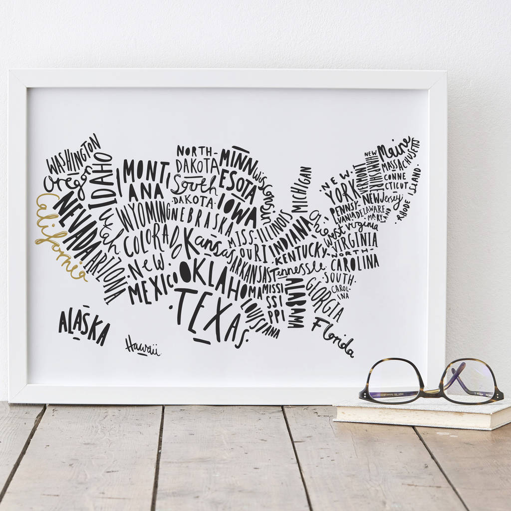 Illustrated USA Map Print By Old English Company | notonthehighstreet.com