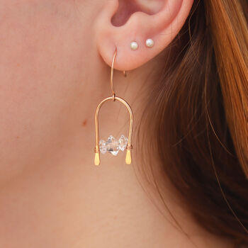 Herkimer Diamond Arch Earrings In Rose Gold Filled, 2 of 5